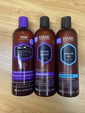 HASK Biotin Boost Shampoo/ Conditioner/ Afghan Oil Shampoo 12 Oz Lot Of 3